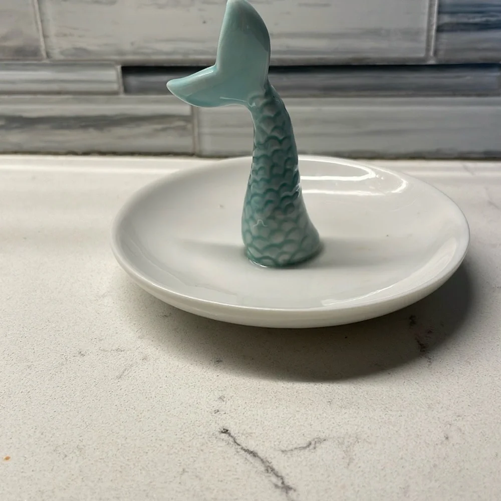 Blue and teal mermaid ring dish